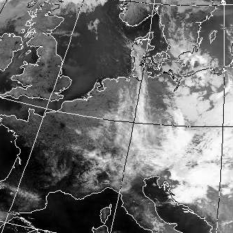 Satellitenbild (Infrarot, Ausschnitt) NOAA 17 vom 12.07.2003, 23:31 MESZ