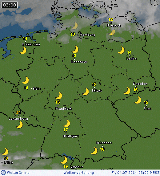 Wolkenverteilung &uuml;ber Deutschland am 04.07.2014 um 03 MESZ