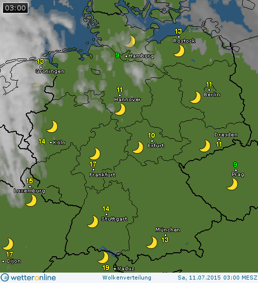 Wolkenverteilung &uuml;ber Deutschland am 11.07.2015 um 03 MESZ